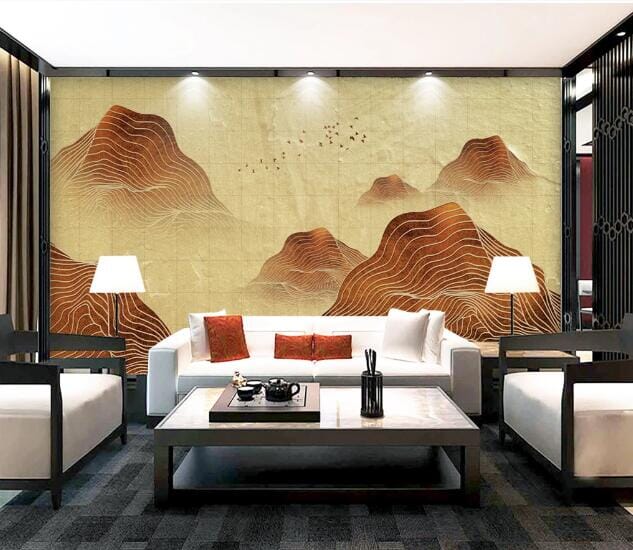 3D Yellow Mountain WC931 Wall Murals Wallpaper AJ Wallpaper 2