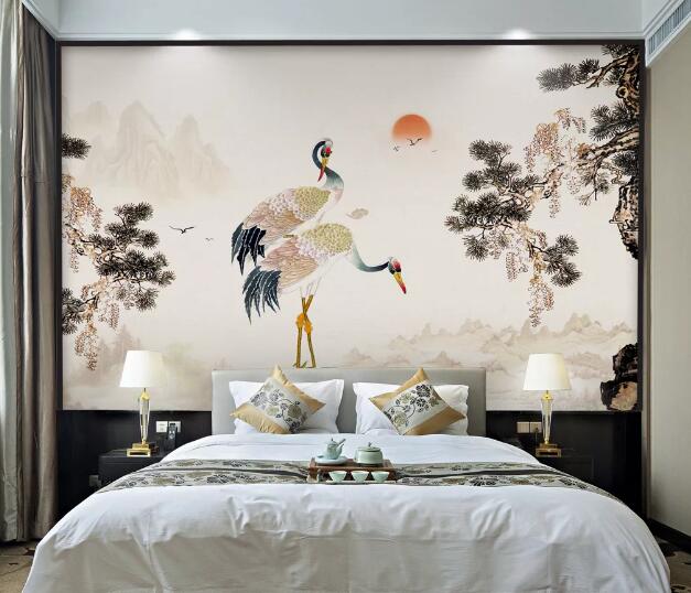 3D Graceful Crane WC927 Wall Murals
