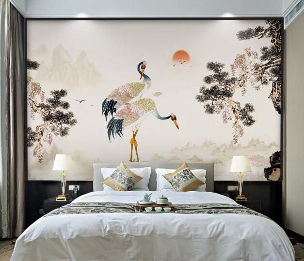 3D Graceful Crane WC927 Wall Murals Wallpaper AJ Wallpaper 2