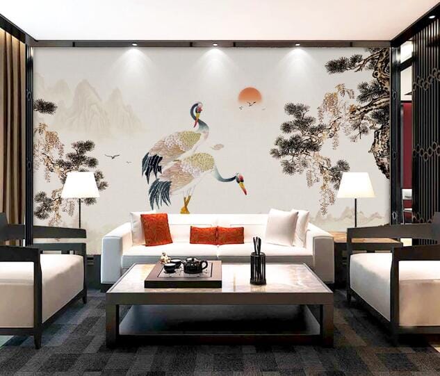 3D Graceful Crane WC927 Wall Murals Wallpaper AJ Wallpaper 2