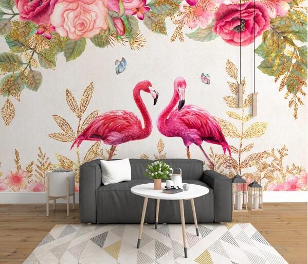 3D Flamingo Flower WC902 Wall Murals Wallpaper AJ Wallpaper 2