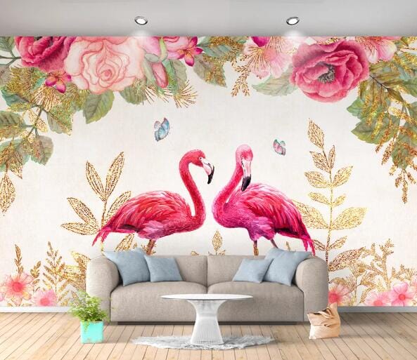 3D Flamingo Flower WC902 Wall Murals Wallpaper AJ Wallpaper 2