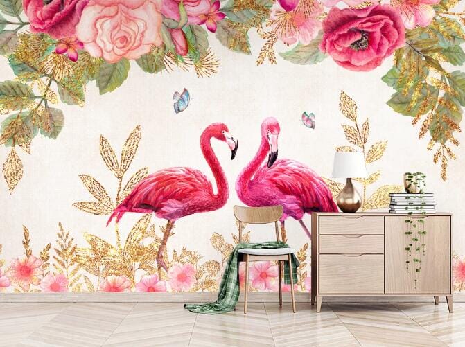 3D Flamingo Flower WC902 Wall Murals Wallpaper AJ Wallpaper 2
