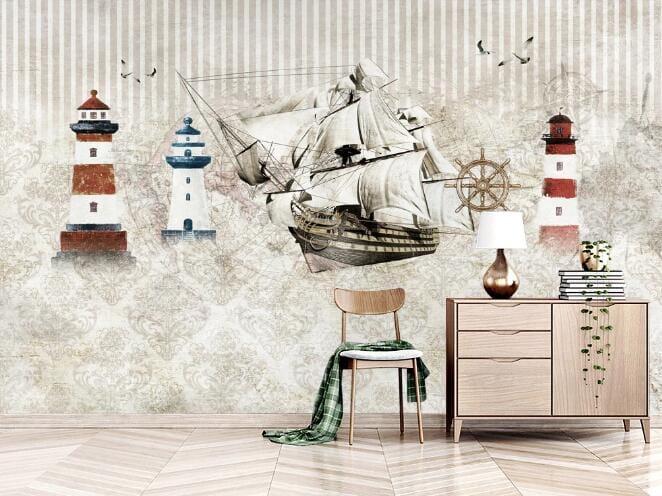 3D Lighthouse Ferry WC834 Wall Murals Wallpaper AJ Wallpaper 2