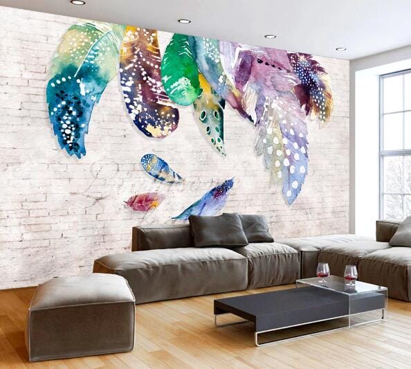 3D Green Feather WC829 Wall Murals Wallpaper AJ Wallpaper 2