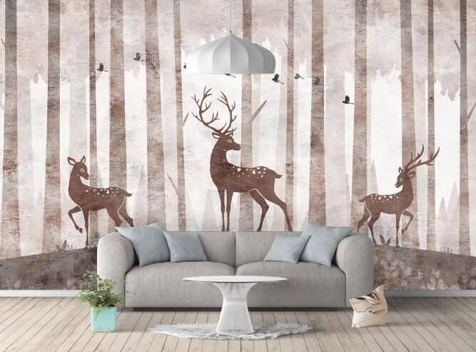 3D Sika Deer Pattern WC828 Wall Murals Wallpaper AJ Wallpaper 2