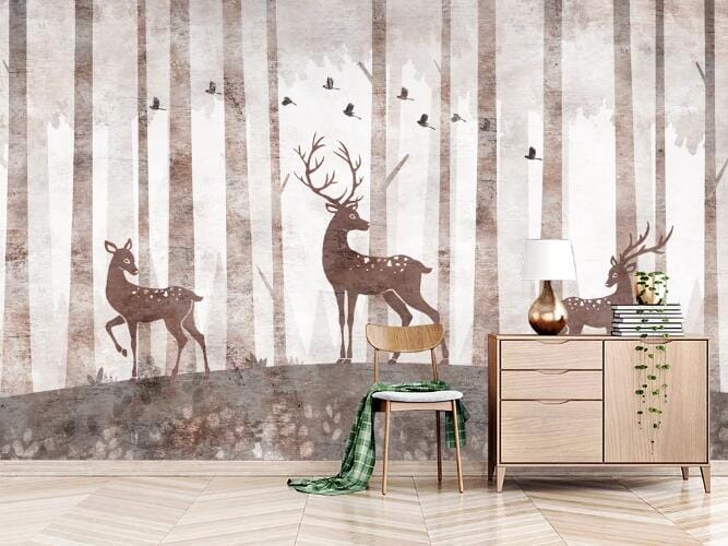 3D Sika Deer Pattern WC828 Wall Murals Wallpaper AJ Wallpaper 2