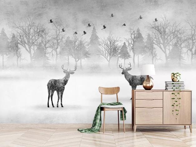 3D Forest Black Deer WC813 Wall Murals Wallpaper AJ Wallpaper 2