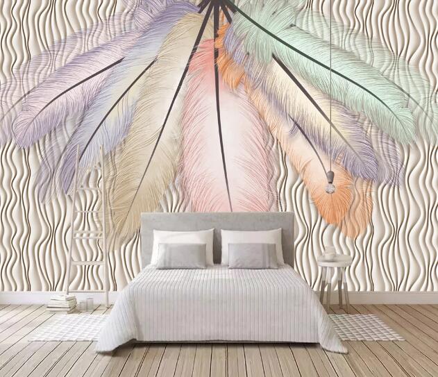 3D Colored Feathers WC2458 Wall Murals