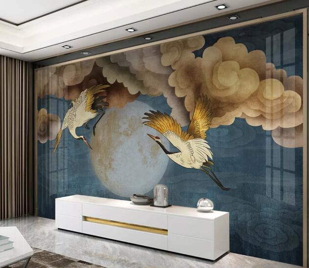 3D Cloud Crane WC2546 Wall Murals