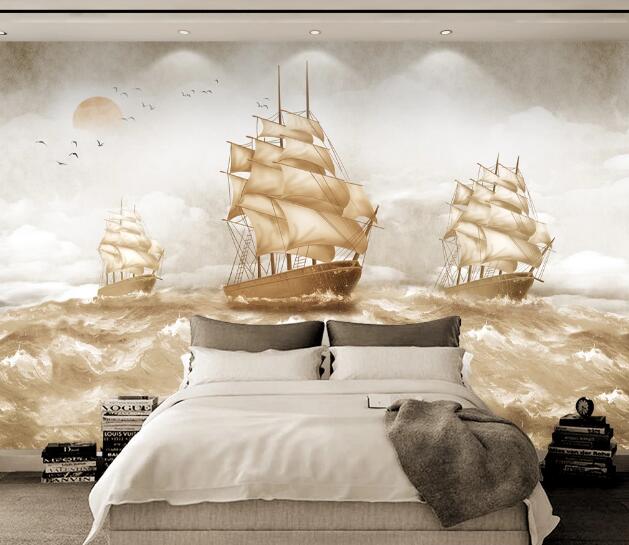 3D Ship Waves WC1408 Wall Murals
