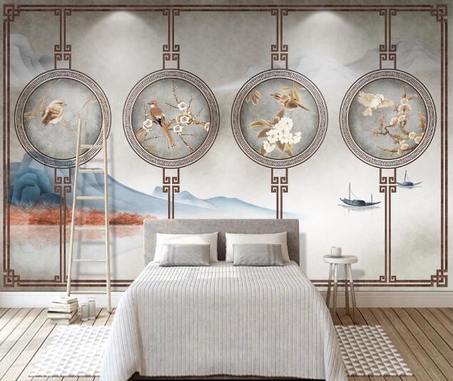 3D Birdie Flower WC1309 Wall Murals
