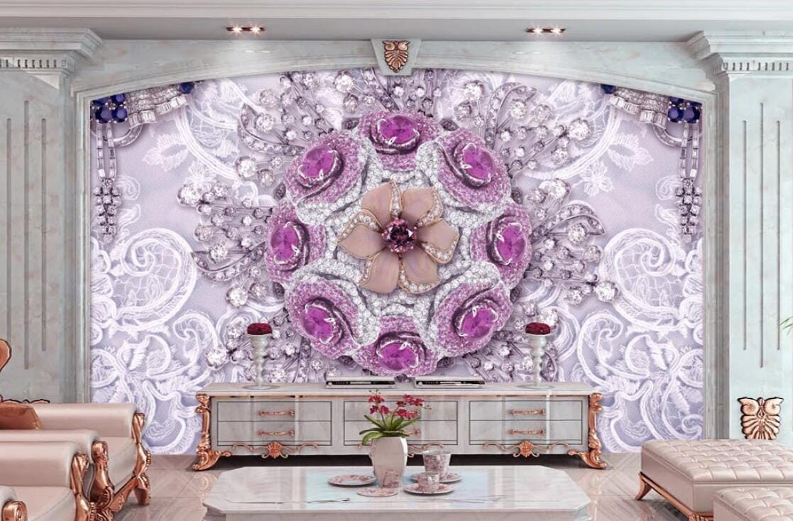 3D Brooch Diamond WC244 Wall Murals Wallpaper AJ Wallpaper 2
