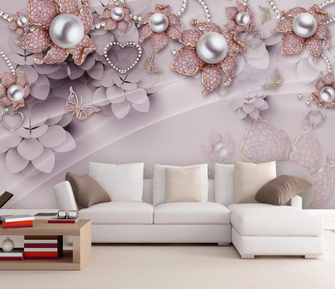3D Rose Pearl WC247 Wall Murals Wallpaper AJ Wallpaper 2