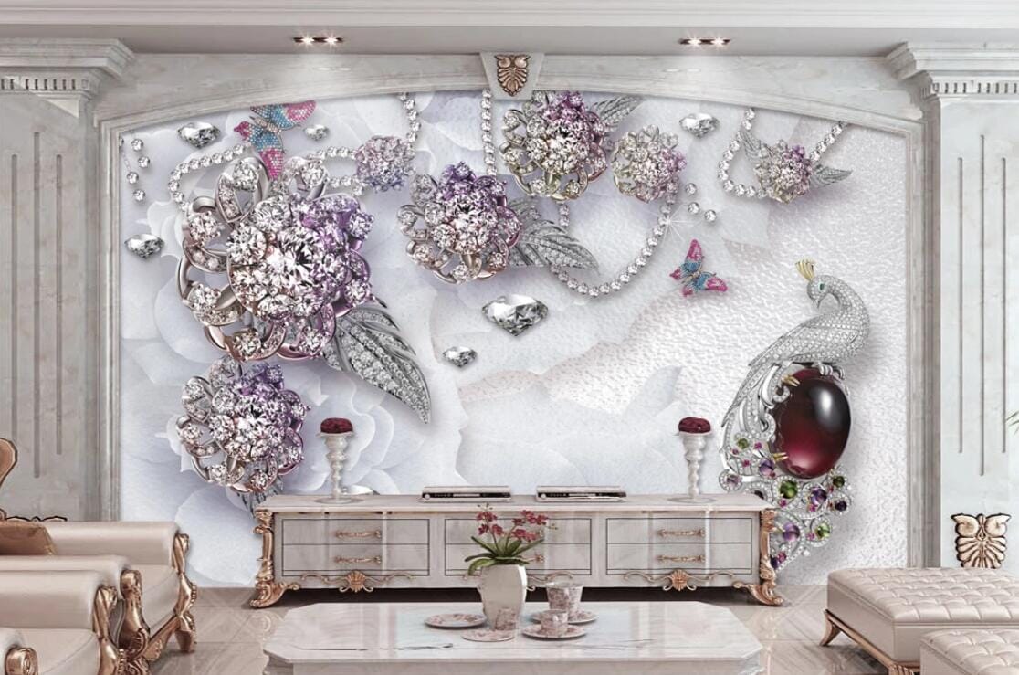 3D Peacock Gem WC249 Wall Murals Wallpaper AJ Wallpaper 2