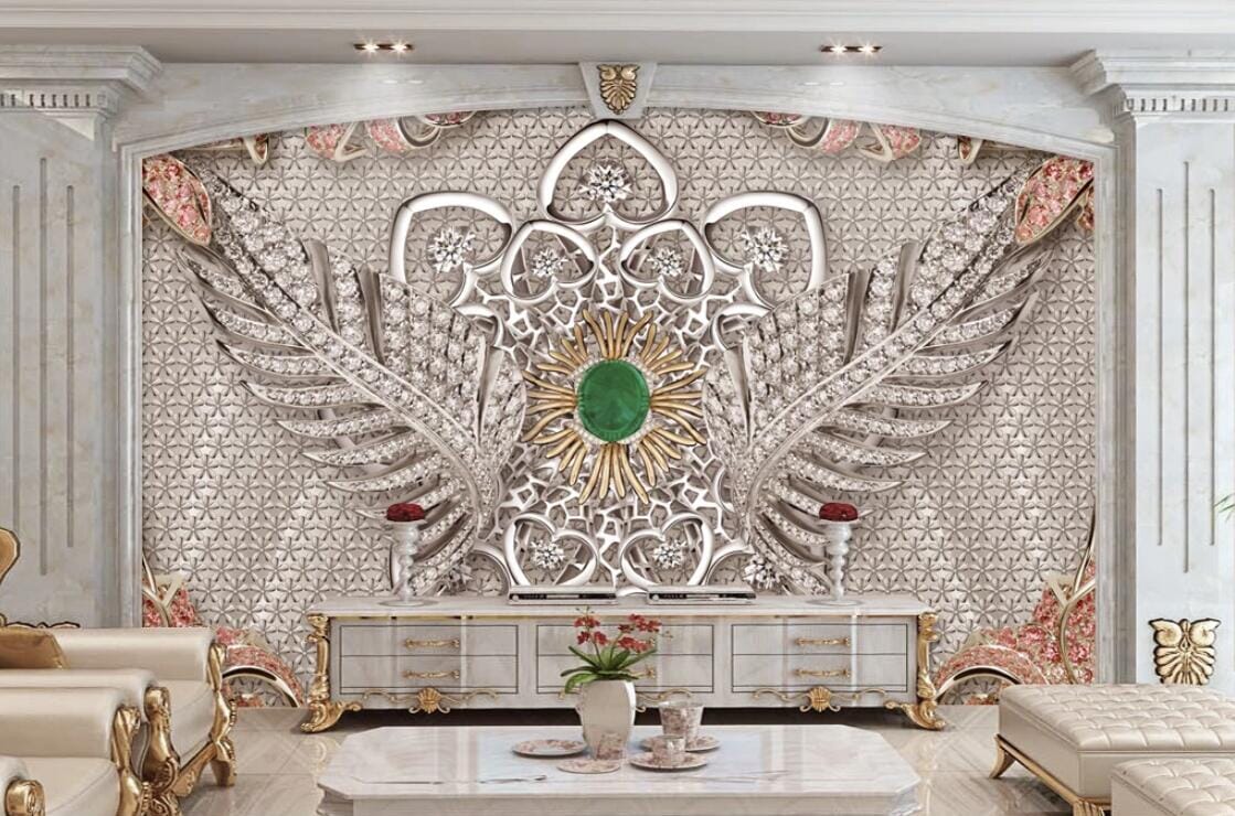 3D Leaf Diamond WC250 Wall Murals Wallpaper AJ Wallpaper 2