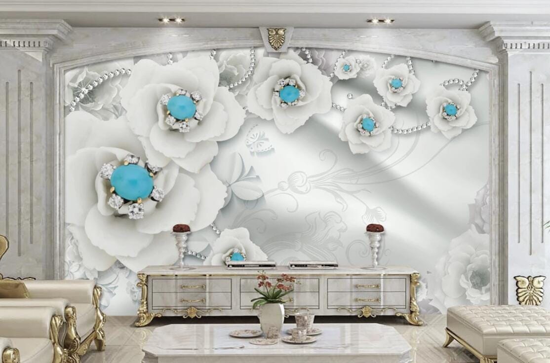 3D Diamond Flower WC251 Wall Murals Wallpaper AJ Wallpaper 2