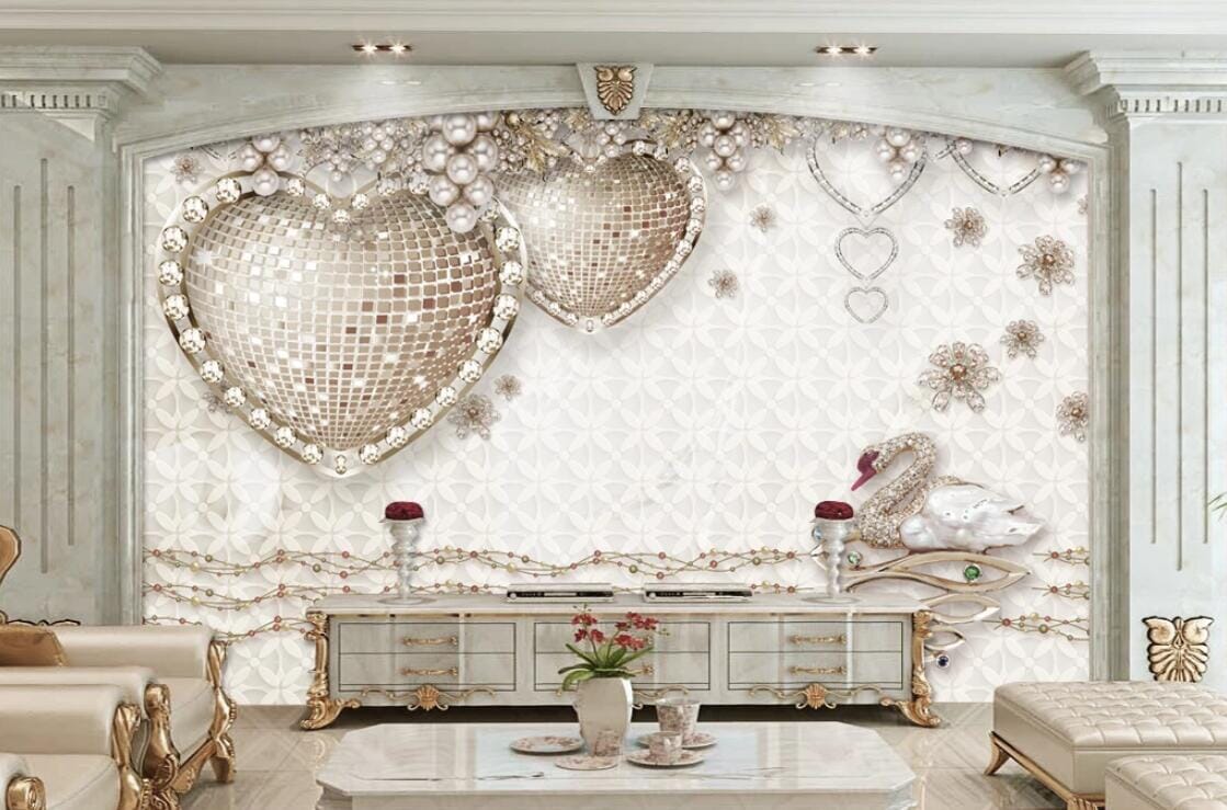 3D Swan Diamond WC270 Wall Murals Wallpaper AJ Wallpaper 2