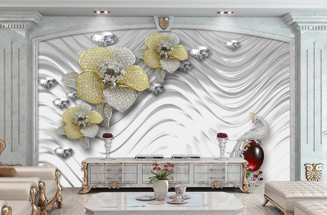 3D Diamond Flower WC285 Wall Murals Wallpaper AJ Wallpaper 2
