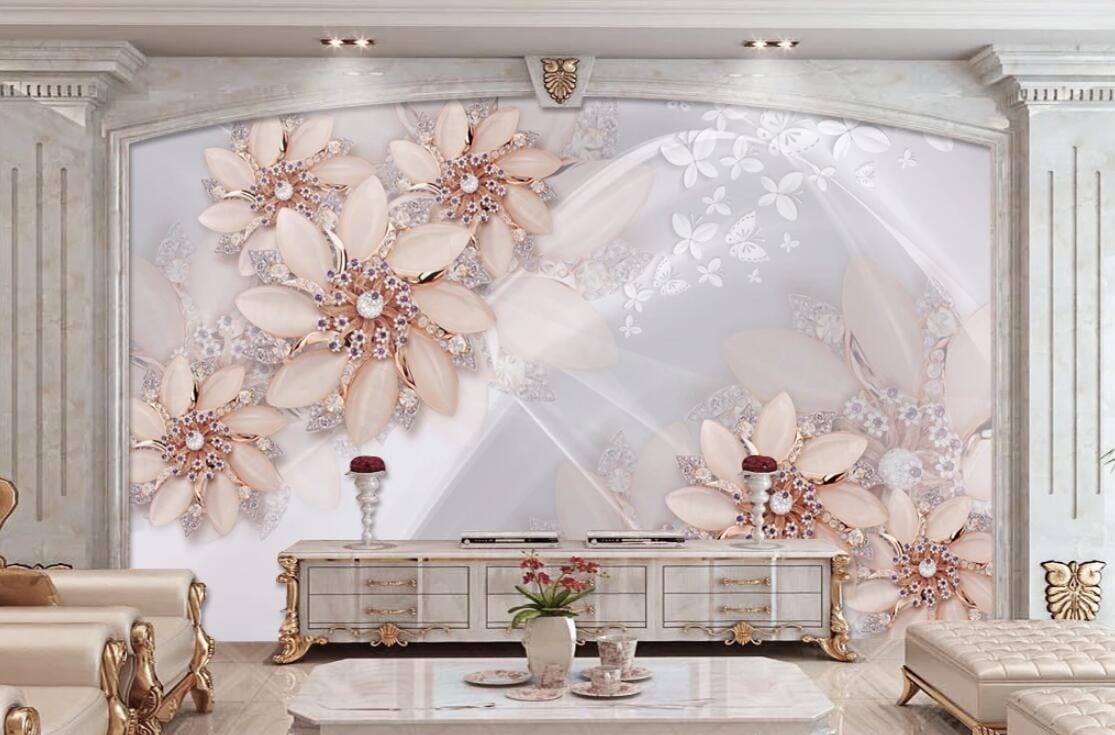 3D Flower Gem WC289 Wall Murals Wallpaper AJ Wallpaper 2