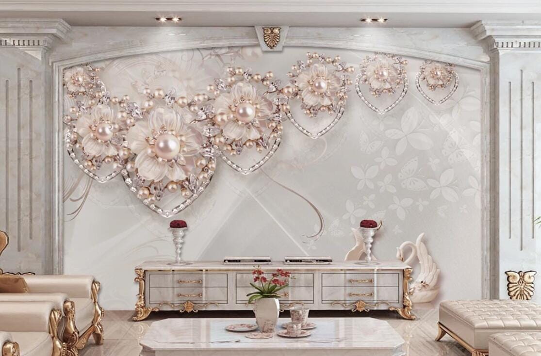 3D Pearl Nnecklace WC291 Wall Murals Wallpaper AJ Wallpaper 2