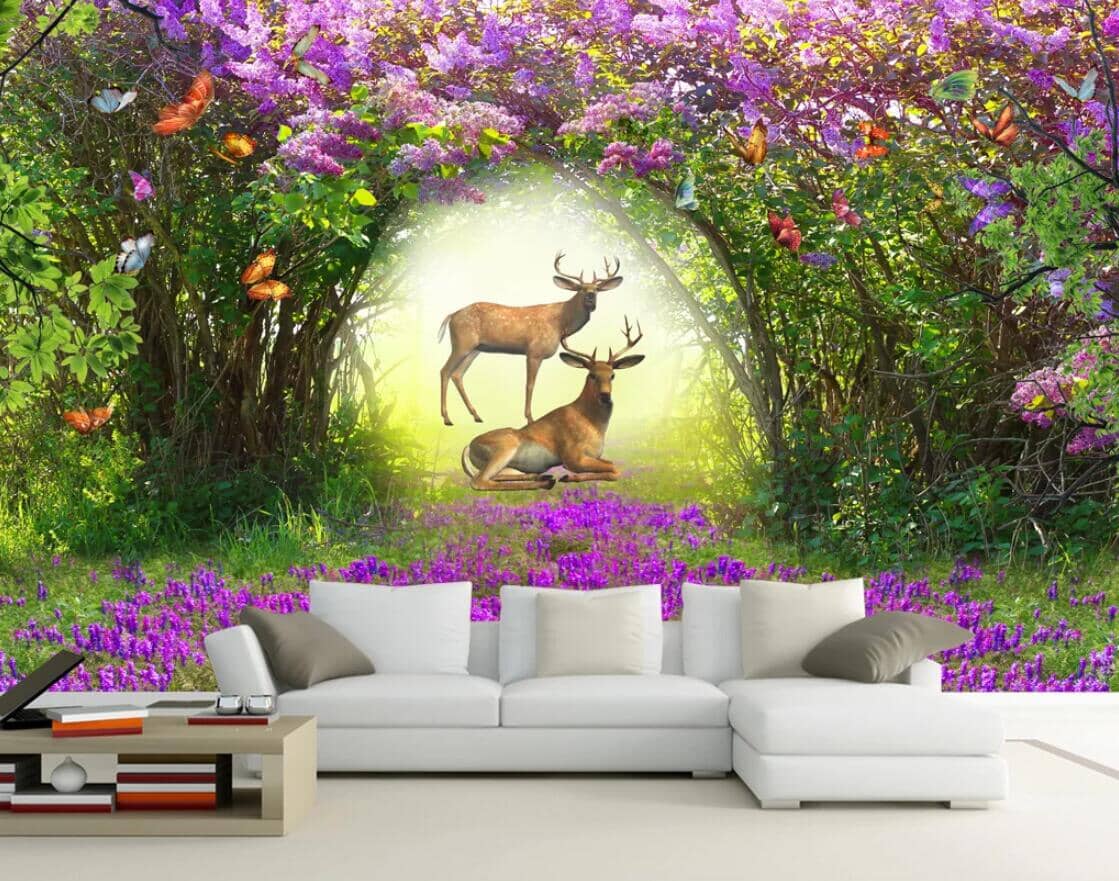 3D Sika Deer Forest WC220 Wall Murals Wallpaper AJ Wallpaper 2