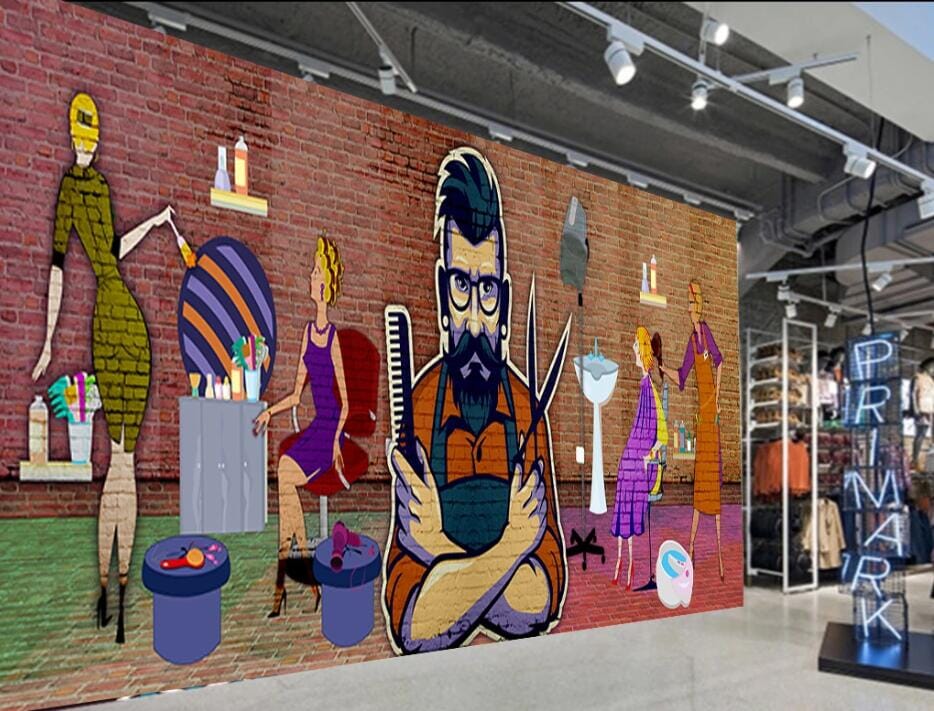 3D Haircut Uncle 1503 Wall Murals Wallpaper AJ Wallpaper 2