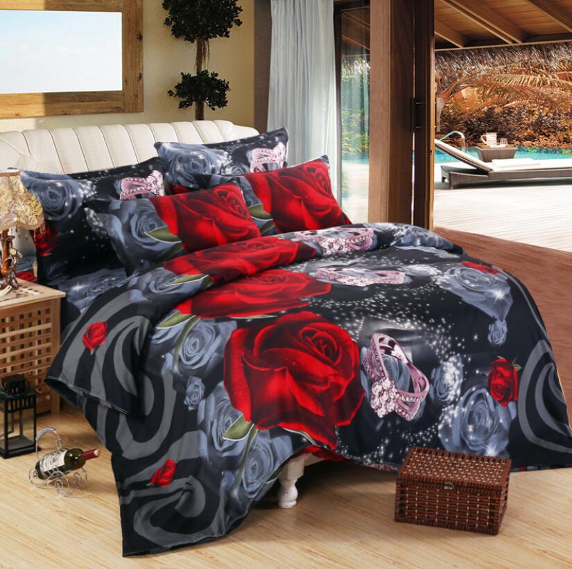 3D Black Red Rose 1208 Bed Pillowcases Quilt