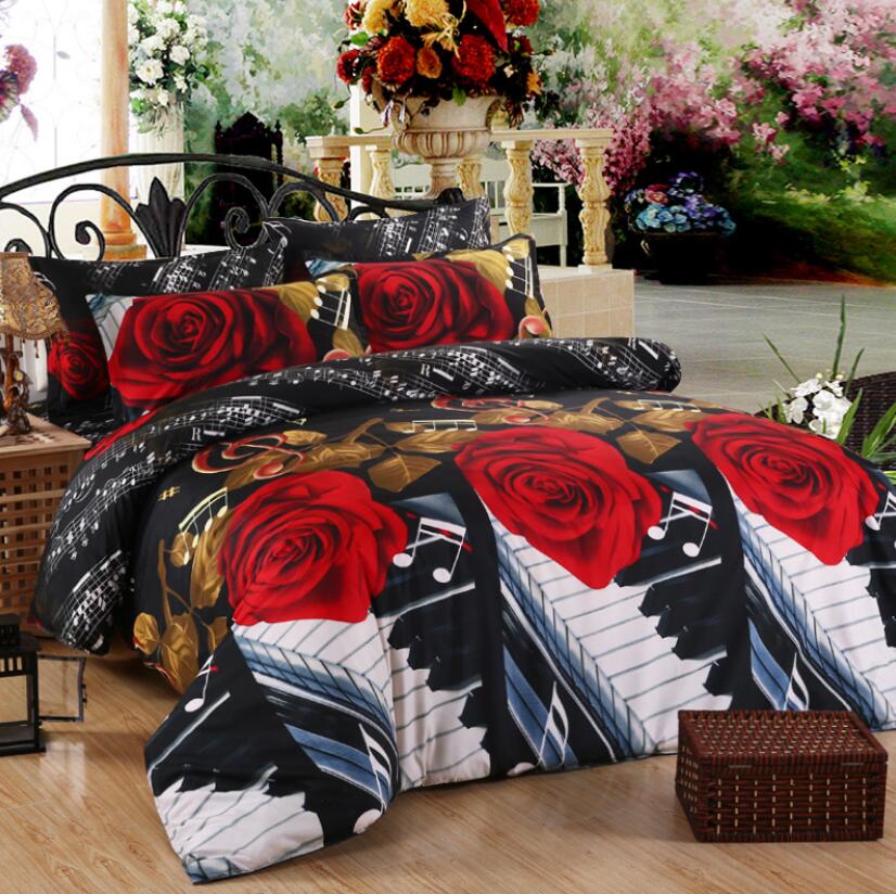 3D Piano Rose 1171 Bed Pillowcases Quilt