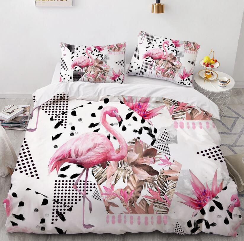 3D Flamingo Black And White Point 8186 Bed Pillowcases Quilt