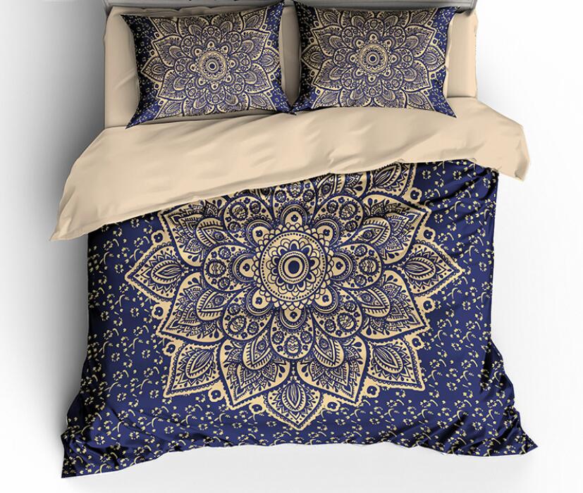 3D Dark Blue Flower 1177 Bed Pillowcases Quilt