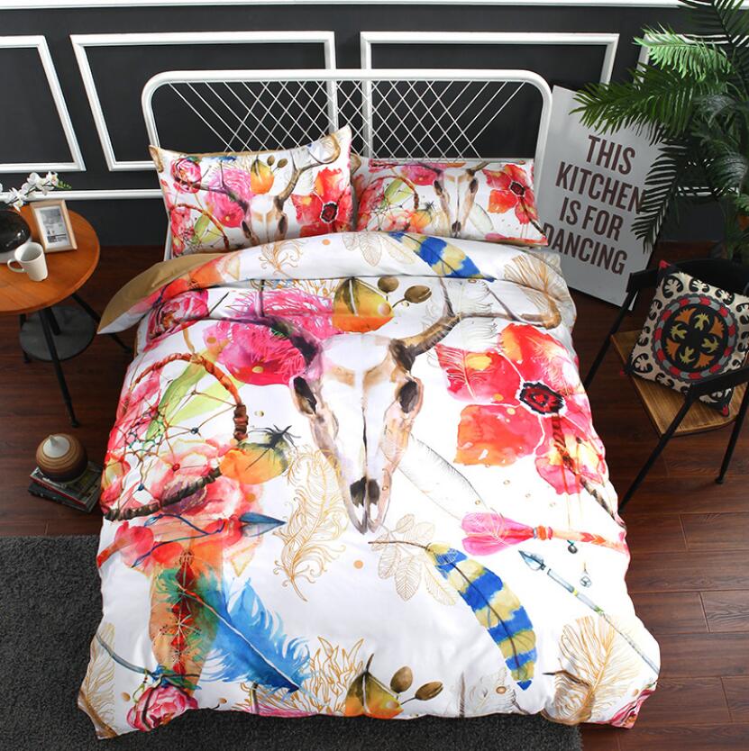 3D Flower Deer Bone Head 1085 Bed Pillowcases Quilt