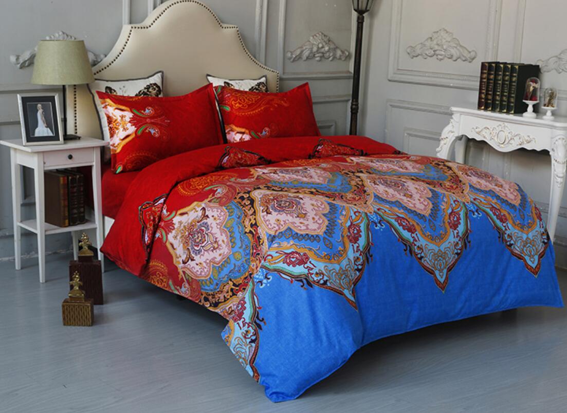 3D Red Blue Pattern 6071 Bed Pillowcases Quilt