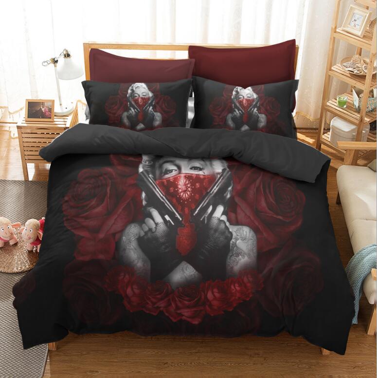 3D Marilyn Monroe Rose 1164 Bed Pillowcases Quilt