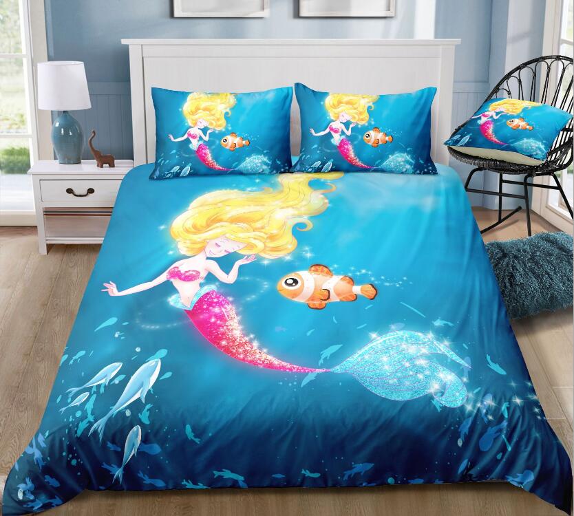 3D Fish Mermaid 6063 Bed Pillowcases Quilt