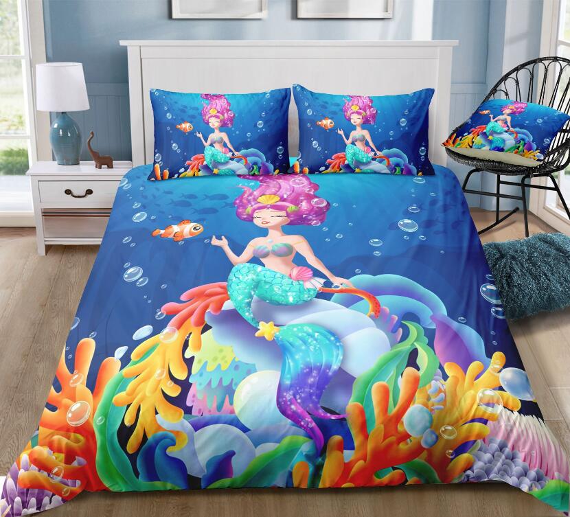 3D Coral Mermaid 1127 Bed Pillowcases Quilt