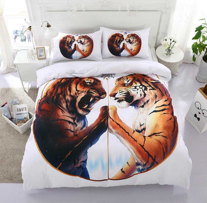 3D Double Tiger 1084 Bed Pillowcases Quilt