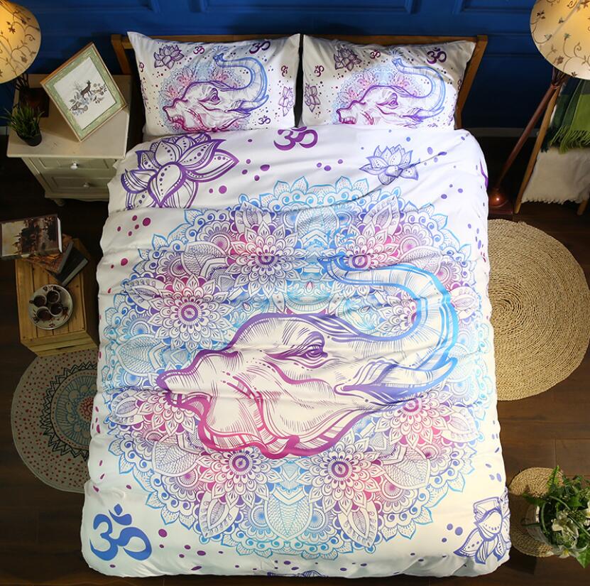 3D Flowers Around The Elephant 1099 Bed Pillowcases Quilt