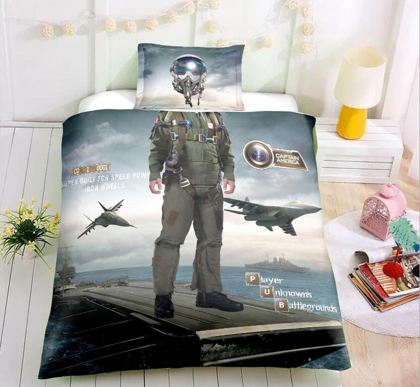 3D Aircraft Pilot 1126 Bed Pillowcases Quilt