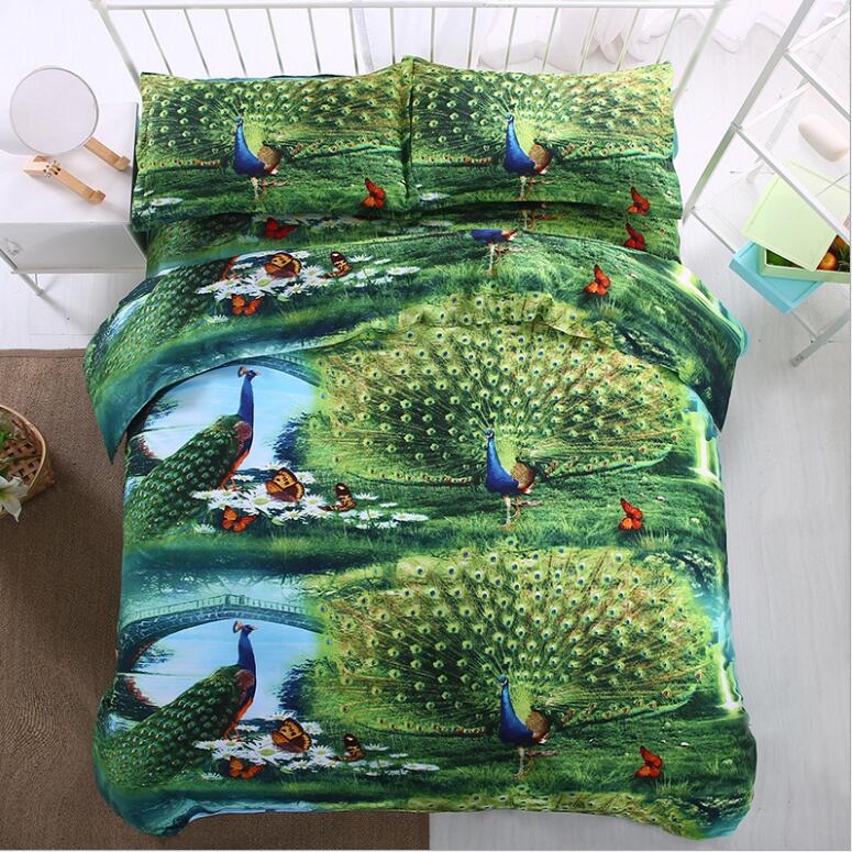 3D Peacock Forest 1165 Bed Pillowcases Quilt