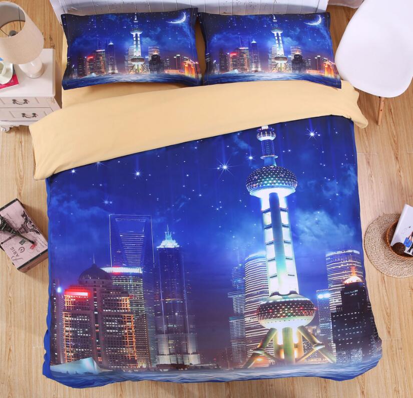 3D City Tower 1121 Bed Pillowcases Quilt