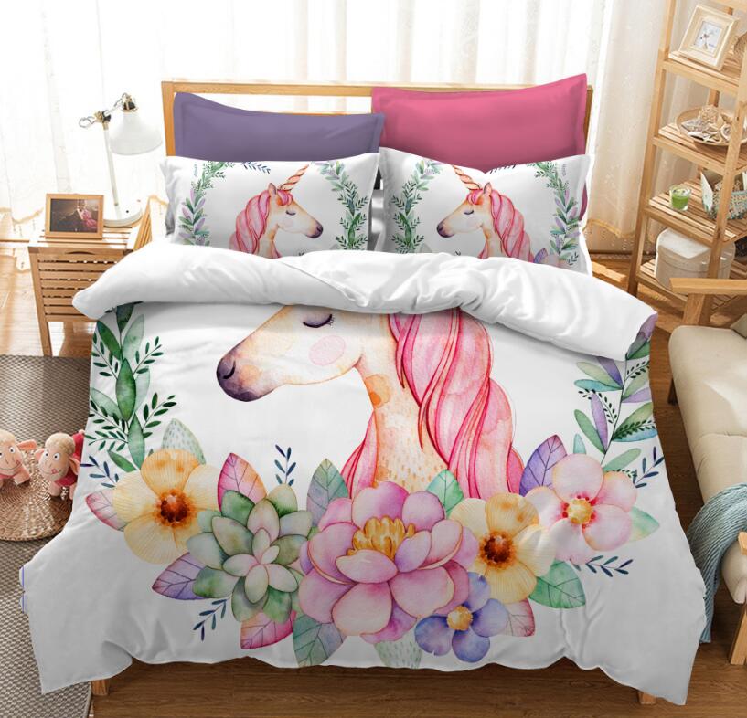 3D Garland Unicorn 1149 Bed Pillowcases Quilt