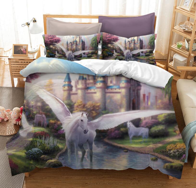 3D White Horse With Wings 1115 Bed Pillowcases Quilt