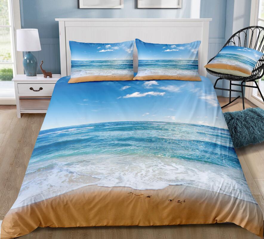 3D Seaside Beach 1105 Bed Pillowcases Quilt