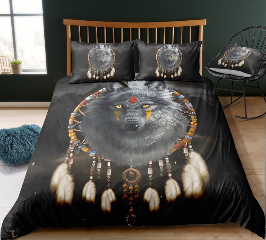 3D Wolf Dream Catcher 1060 Bed Pillowcases Quilt
