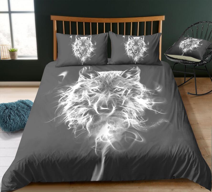 3D Smoke Wolf 1063 Bed Pillowcases Quilt