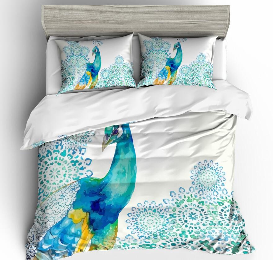 3D Watercolor Peacock 6029 Bed Pillowcases Quilt
