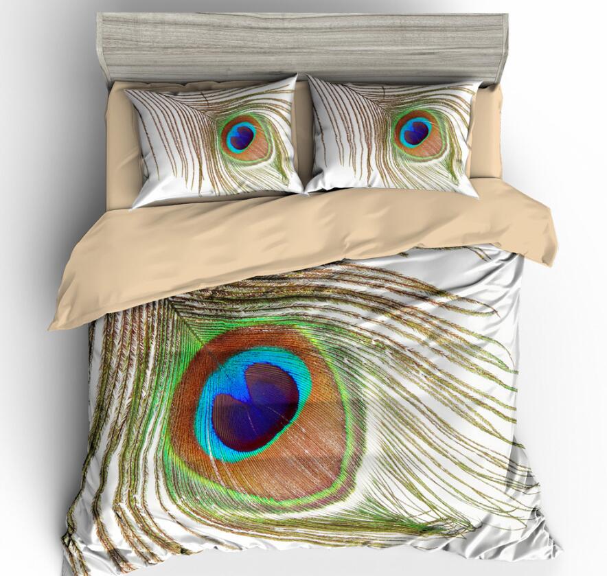 3D Peacock Feather 6054 Bed Pillowcases Quilt