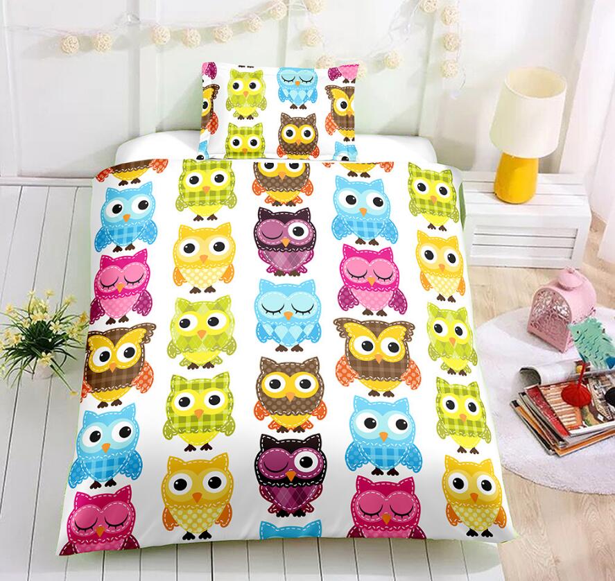 3D Cartoon Queue Owl 1123 Bed Pillowcases Quilt