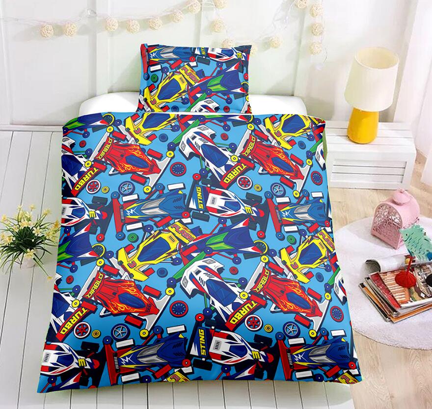 3D Cartoon Racing Car 1124 Bed Pillowcases Quilt